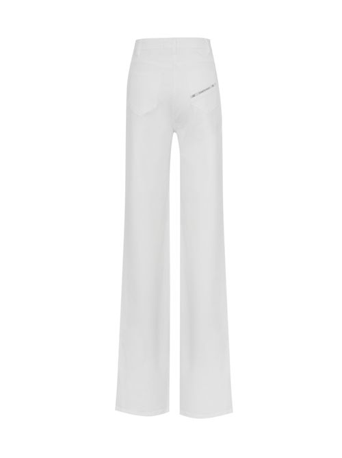 Jeans a palazzo con dettaglio logo Avorio Elisabetta Franchi | PJ23N61E2360